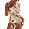 Ekouaer Women’s One Piece Swimsuit Ruched Tummy Control Bathing Suits Vintage Retro Push Up Swimwear(Artistic Colorful)