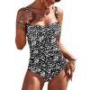 Ekouaer Women’s One Piece Swimsuit Ruched Tummy Control Bathing Suits Vintage Retro Push Up Swimwear(Black Floral)