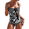 Ekouaer Women’s One Piece Swimsuit Ruched Tummy Control Bathing Suits Vintage Retro Push Up Swimwear(Black Leaves)