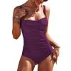 Ekouaer Women’s One Piece Swimsuit Ruched Tummy Control Bathing Suits Vintage Retro Push Up Swimwear(Deep Purple)