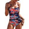 Ekouaer Women’s One Piece Swimsuit Ruched Tummy Control Bathing Suits Vintage Retro Push Up Swimwear(Flower Blue)