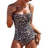 Ekouaer Women’s One Piece Swimsuit Ruched Tummy Control Bathing Suits Vintage Retro Push Up Swimwear(Leopard)