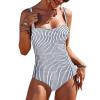 Ekouaer Women’s One Piece Swimsuit Ruched Tummy Control Bathing Suits Vintage Retro Push Up Swimwear(Vertical Stripes)