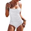 Ekouaer Women’s One Piece Swimsuit Ruched Tummy Control Bathing Suits Vintage Retro Push Up Swimwear(White)