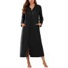 Ekouaer Zipper Robes for Women Long Knit Bathrobes Lightweight Full Length Housecoat with Pockets Nightgown S-3XL(Black)