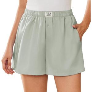 EKOUAER Womens Boxer Shorts Casual Lounge Summer Pants Y2K Beach Outfits with Pockets(Light Green)