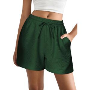 EKOUAER Womens Pajama Shorts Textured Casual Lounge Short Elastic Waist Pj Shorts Sweatsuits with Pockets 2026(Green)