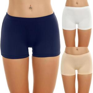 Ekouaer Boyshort Panties Women’s Soft Underwear Briefs Invisible Hipster 3 Pack Seamless Boxer Brief Panties S-XXL(A-navy/White/Nude)