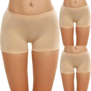 Ekouaer Boyshort Panties Women’s Soft Underwear Briefs Invisible Hipster 3 Pack Seamless Boxer Brief Panties S-XXL(A-nude(3 Pack))