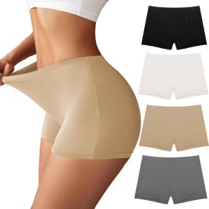 Ekouaer Boyshort Panties Women’s Soft Underwear Briefs Invisible Hipster 3 Pack Seamless Boxer Brief Panties S-XXL(Assorted-4 Pack)