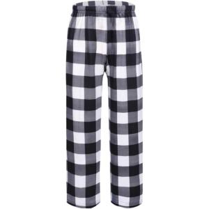 Ekouaer Girls Soft Pajamas Pants Cute Print Pattern PJ Bottoms Comfortable Lounge Long Pants with 2 Pockets(Black Plaid)