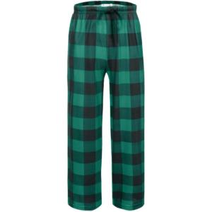 Ekouaer Girls Soft Pajamas Pants Cute Print Pattern PJ Bottoms Comfortable Lounge Long Pants with 2 Pockets(Green Plaid)