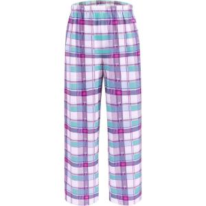 Ekouaer Girls Soft Pajamas Pants Cute Print Pattern PJ Bottoms Comfortable Lounge Long Pants with 2 Pockets(Light Purple Blue Plaid)