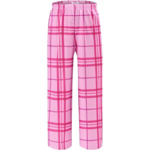 Ekouaer Girls Soft Pajamas Pants Cute Print Pattern PJ Bottoms Comfortable Lounge Long Pants with 2 Pockets(Small Pink Plaid)