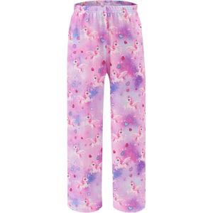 Ekouaer Girls Soft Pajamas Pants Cute Print Pattern PJ Bottoms Comfortable Lounge Long Pants with 2 Pockets(Unicorn)