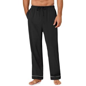 Ekouaer Mens Pajama Pants Sleepwear Soft Pjs Bottoms Sleep Lounge Long Pant with Drawstring & Pockets(Black)