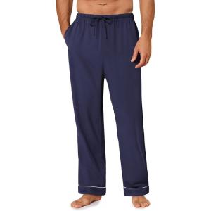 Ekouaer Mens Pajama Pants Sleepwear Soft Pjs Bottoms Sleep Lounge Long Pant with Drawstring & Pockets(Navy Blue)