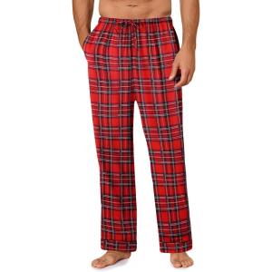 Ekouaer Mens Pajama Pants Sleepwear Soft Pjs Bottoms Sleep Lounge Long Pant with Drawstring & Pockets(Red Black Blue Plaid)