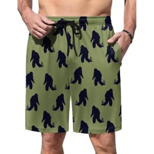 Ekouaer Men’s Pajama Shorts Soft Sleepwear Bottoms Elastic Waistband Loungewear Breathable Men Shorts with Pockets(Army Green Bigfoot)