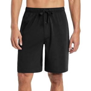 Ekouaer Men’s Pajama Shorts Soft Sleepwear Bottoms Elastic Waistband Loungewear Breathable Men Shorts with Pockets(Black)