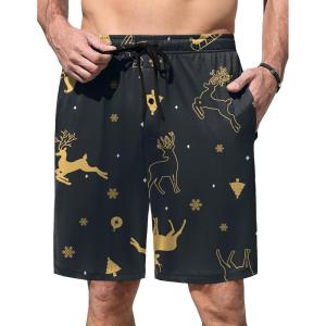 Ekouaer Men’s Pajama Shorts Soft Sleepwear Bottoms Elastic Waistband Loungewear Breathable Men Shorts with Pockets(Elk)