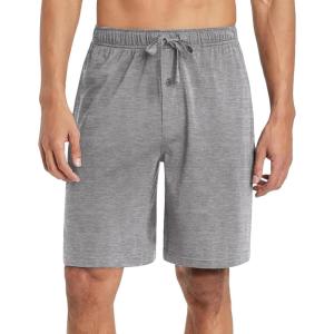 Ekouaer Men’s Pajama Shorts Soft Sleepwear Bottoms Elastic Waistband Loungewear Breathable Men Shorts with Pockets(Light Grey)