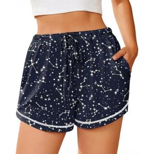 Ekouaer Pajama Shorts for Women 2026 Soft Sleep Shorts Casual Lounge Pants Comfy Pj Pants with Pockets(Navy Star)