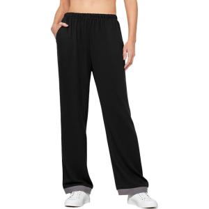Ekouaer Soft Pajama Pants for Women, Elastic Waist Casual Lounge Yoga Pj Bottoms with Pockets(Black Grey)