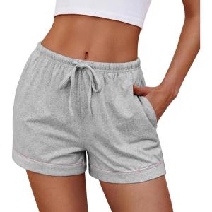 Ekouaer Womens Pajama Shorts Casual Summer Sleep Shorts Cute Printed Lounge Pj Bottoms with Drawstring & Pockets(Light Grey)