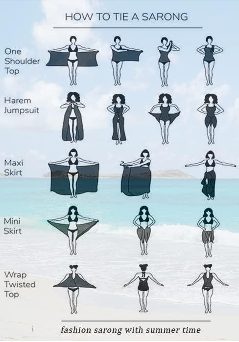 imageEkouaer Women Sarong Swimsuit Coverups Chiffon Long Bikini Wraps Sheer Beach Bathing Suit Cover UpGolden