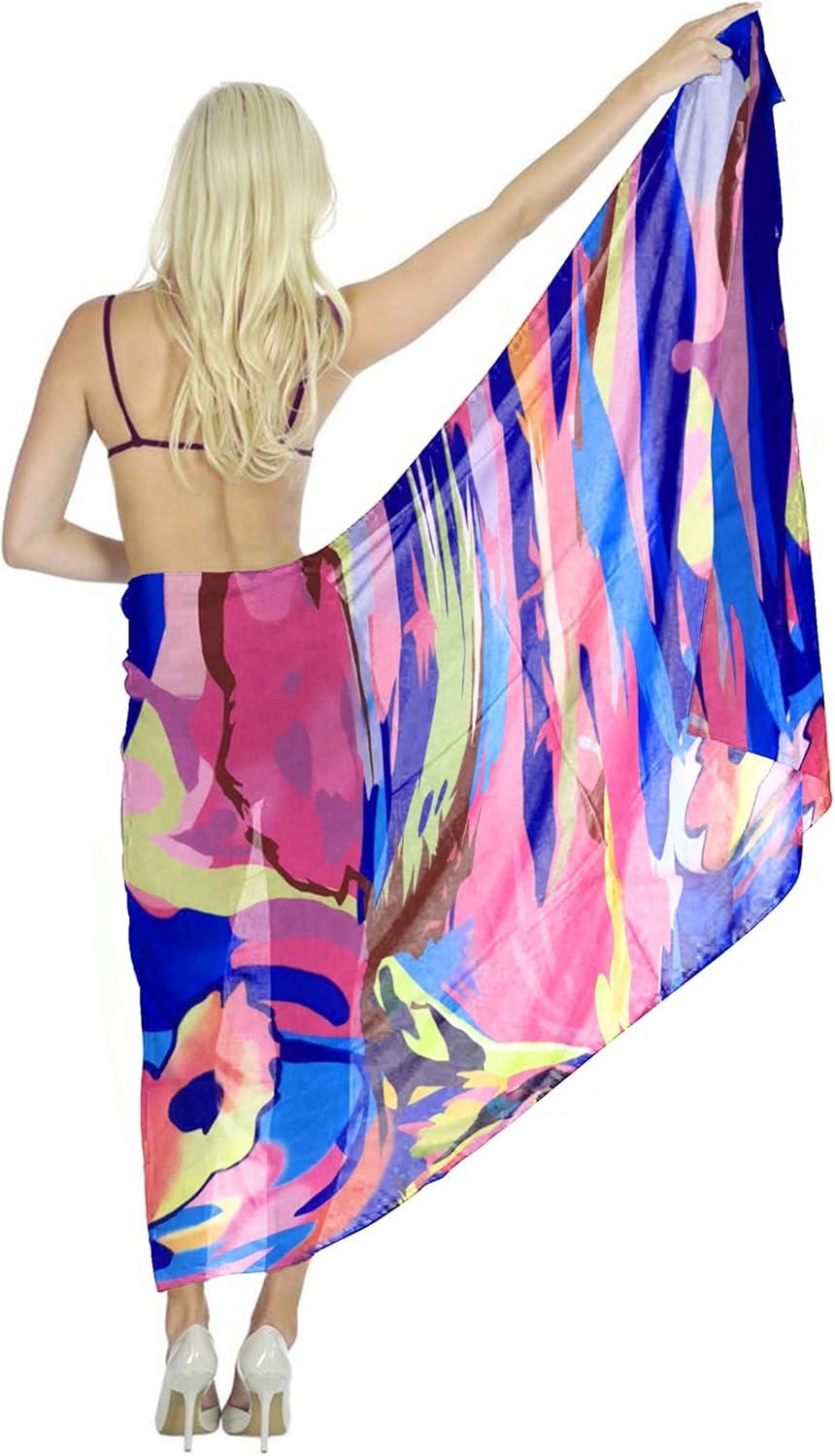 imageEkouaer Women Sarong Swimsuit Coverups Chiffon Long Bikini Wraps Sheer Beach Bathing Suit Cover UpPat 13