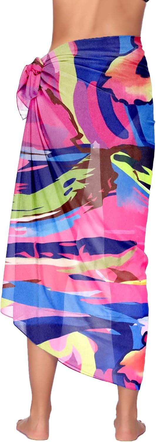 imageEkouaer Women Sarong Swimsuit Coverups Chiffon Long Bikini Wraps Sheer Beach Bathing Suit Cover UpPat 13