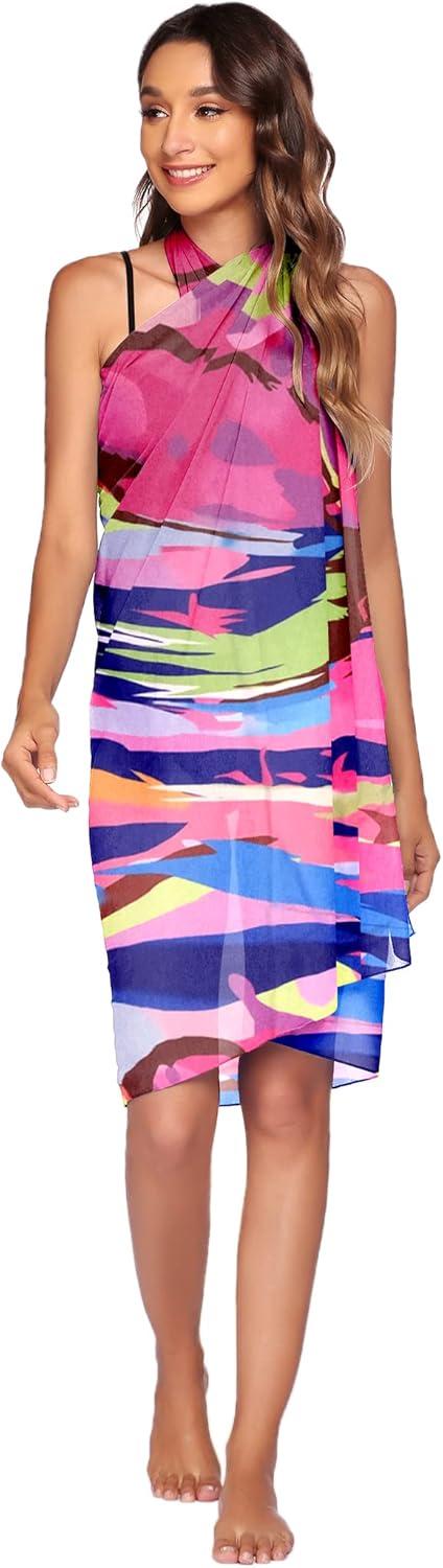 imageEkouaer Women Sarong Swimsuit Coverups Chiffon Long Bikini Wraps Sheer Beach Bathing Suit Cover UpPat 13