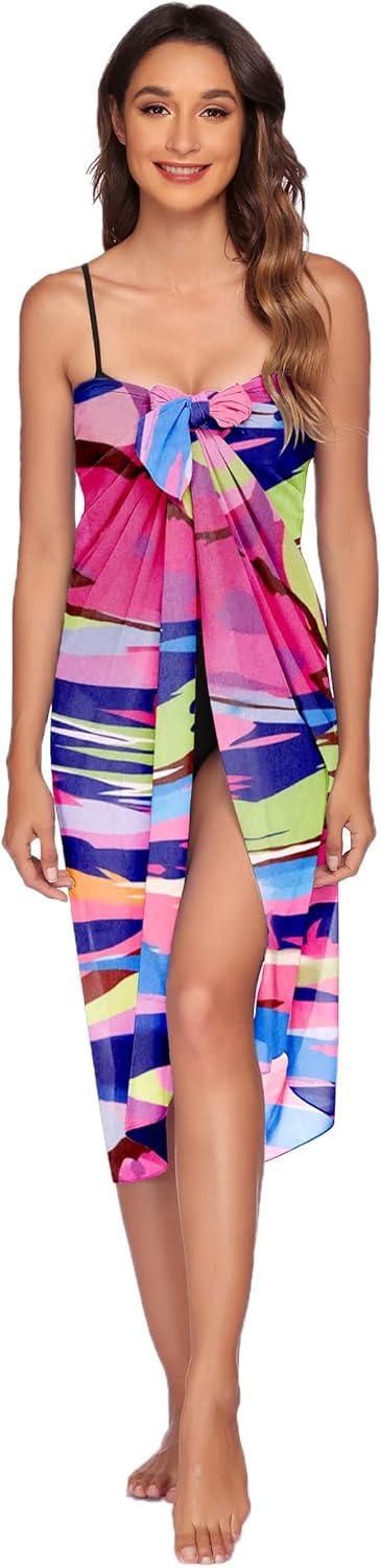 imageEkouaer Women Sarong Swimsuit Coverups Chiffon Long Bikini Wraps Sheer Beach Bathing Suit Cover UpPat 13