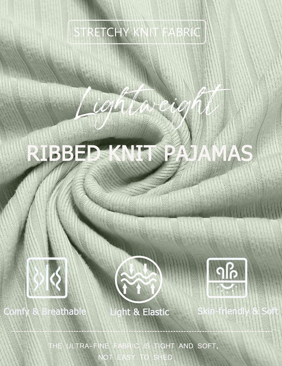 imageEkouaer Womens Cami Pajama Sets 2 Piece Ribbed Knit PJs Tank Top and Shorts Set Lingerie SleepwearLight Green