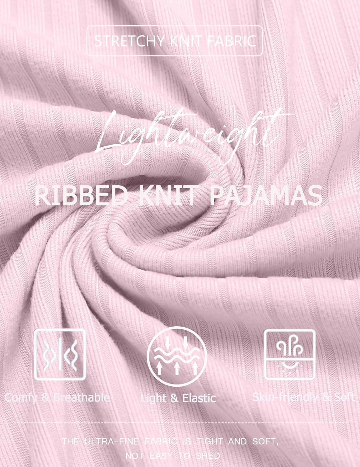 imageEkouaer Womens Cami Pajama Sets 2 Piece Ribbed Knit PJs Tank Top and Shorts Set Lingerie SleepwearPink
