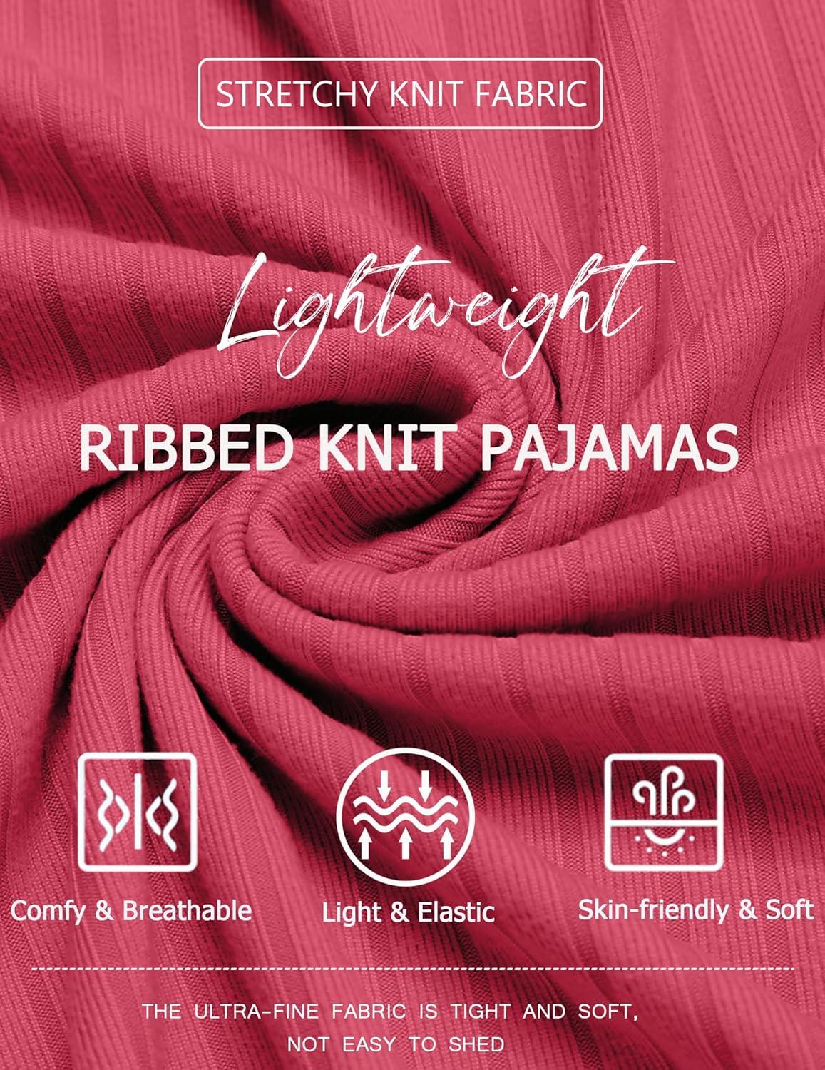 imageEkouaer Womens Cami Pajama Sets 2 Piece Ribbed Knit PJs Tank Top and Shorts Set Lingerie SleepwearRose Pink