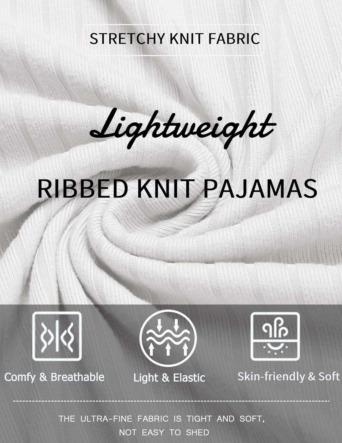 imageEkouaer Womens Cami Pajama Sets 2 Piece Ribbed Knit PJs Tank Top and Shorts Set Lingerie SleepwearWhite