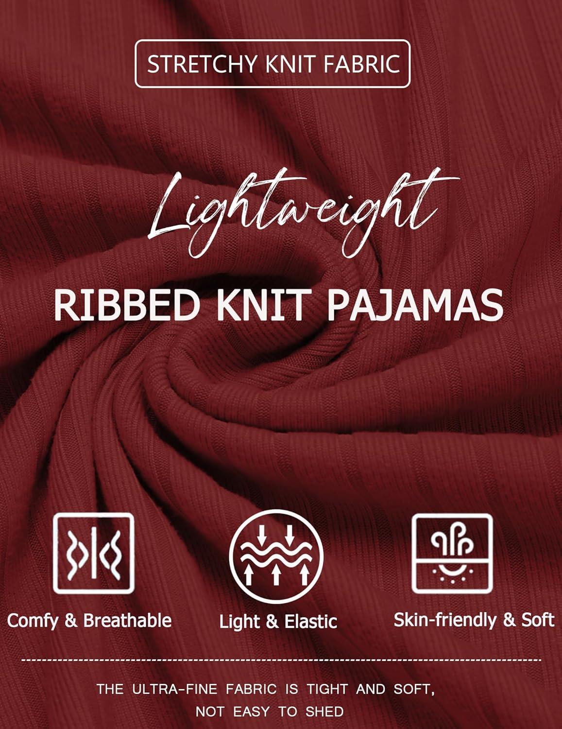 imageEkouaer Womens Cami Pajama Sets 2 Piece Ribbed Knit PJs Tank Top and Shorts Set Lingerie SleepwearWine Red