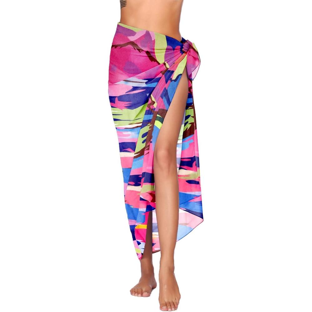 imageEkouaer Women Sarong Swimsuit Coverups Chiffon Long Bikini Wraps Sheer Beach Bathing Suit Cover UpPat 13