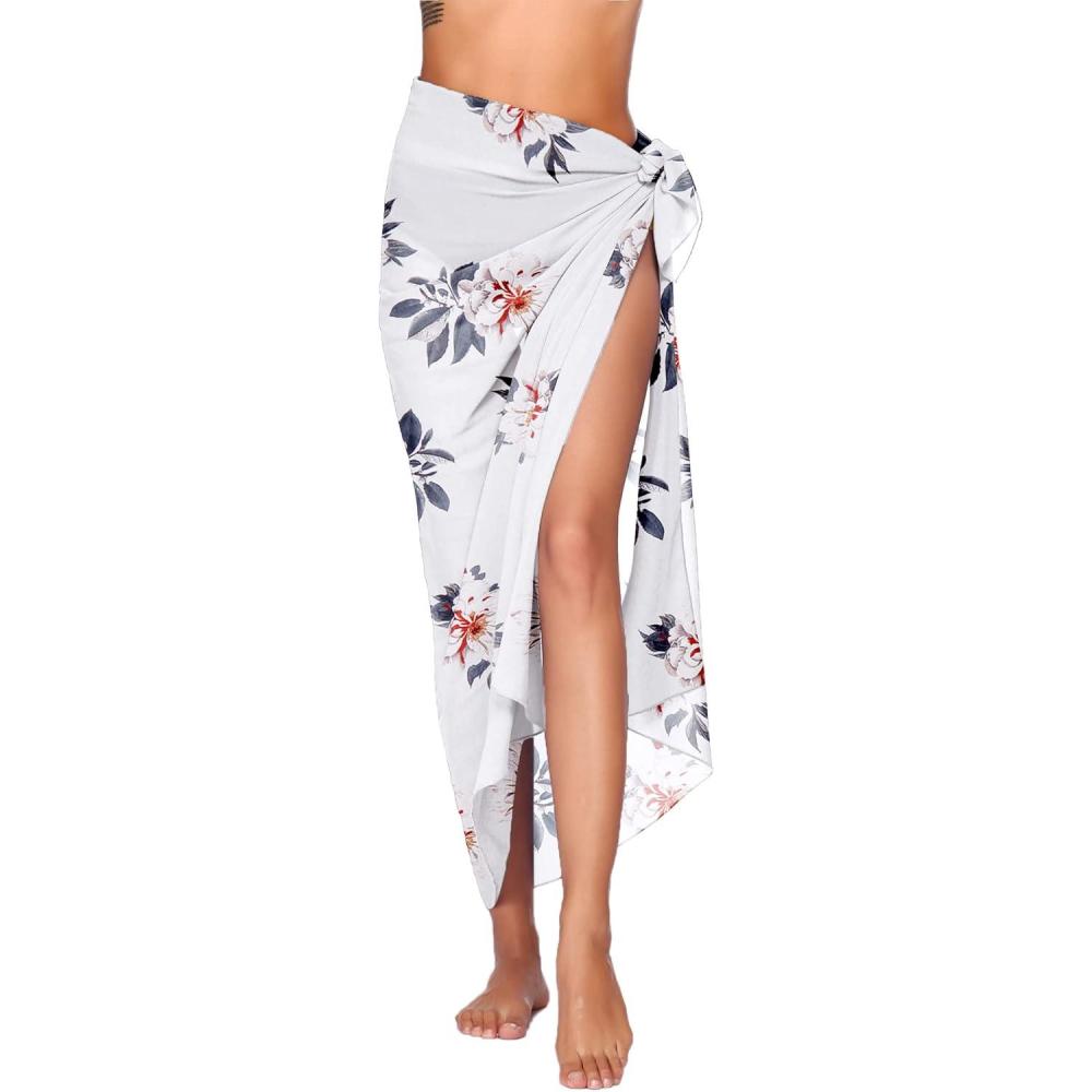 imageEkouaer Women Sarong Swimsuit Coverups Chiffon Long Bikini Wraps Sheer Beach Bathing Suit Cover UpPat 22