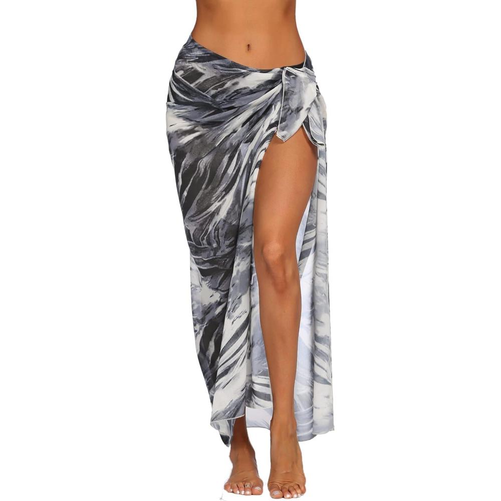 imageEkouaer Women Sarong Swimsuit Coverups Chiffon Long Bikini Wraps Sheer Beach Bathing Suit Cover UpPat 6