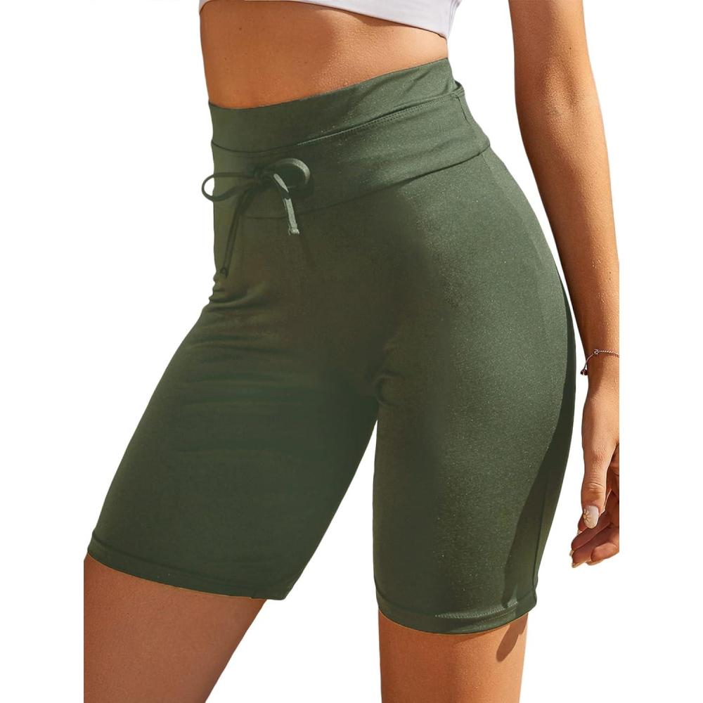imageEkouaer Womens Board Shorts High Waist Swim Shorts Beach Surf Swimwear Shorts S4XLArmy Green
