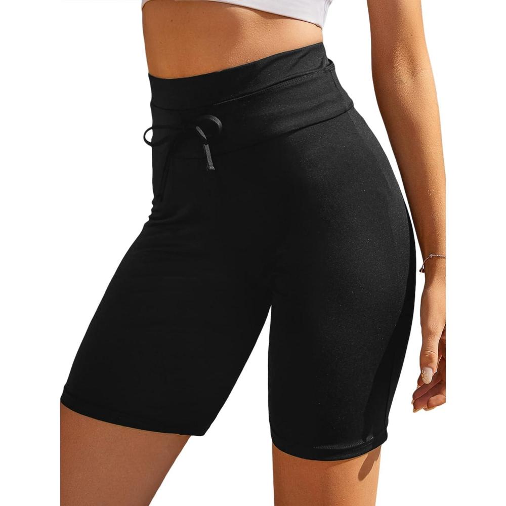 imageEkouaer Womens Board Shorts High Waist Swim Shorts Beach Surf Swimwear Shorts S4XLBlack