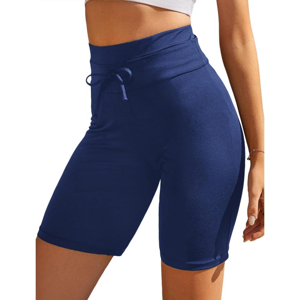 imageEkouaer Womens Board Shorts High Waist Swim Shorts Beach Surf Swimwear Shorts S4XLBlue Gray