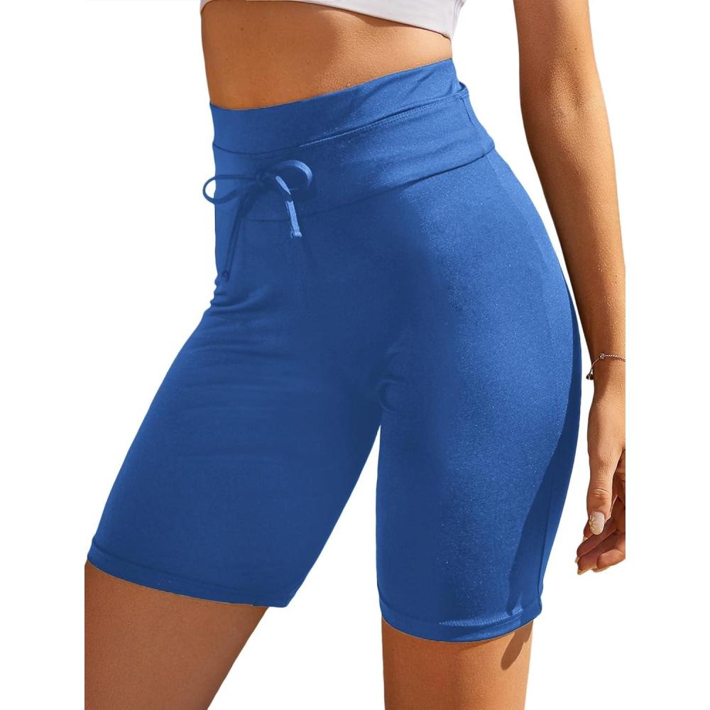 imageEkouaer Womens Board Shorts High Waist Swim Shorts Beach Surf Swimwear Shorts S4XLBrilliant Blue