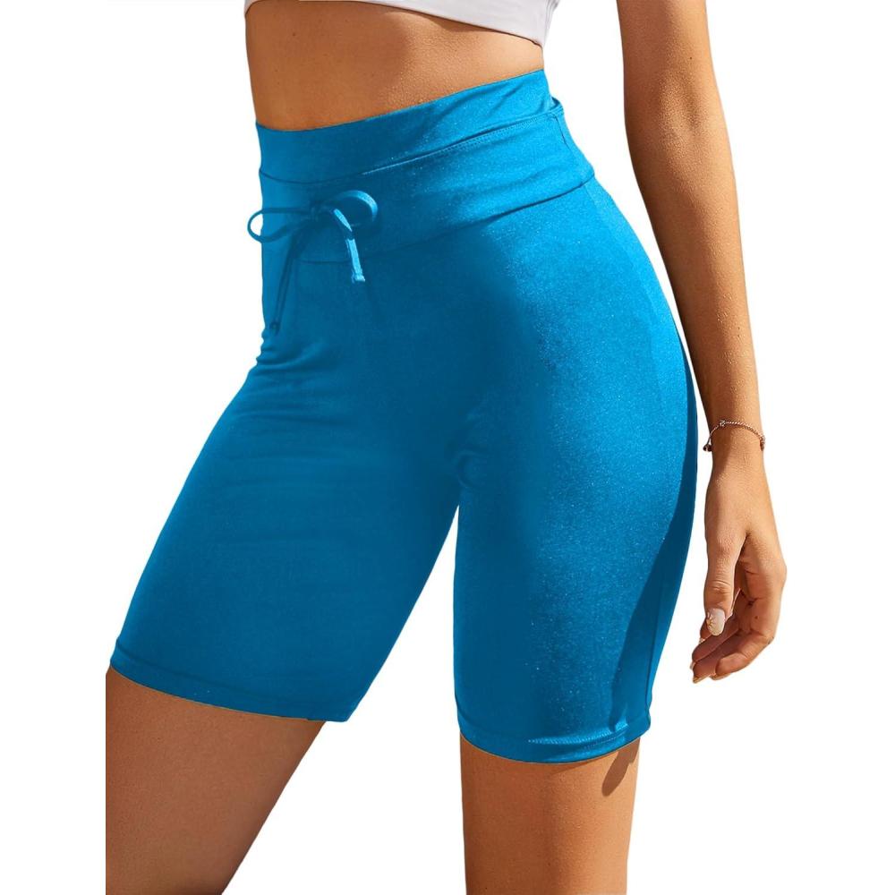 imageEkouaer Womens Board Shorts High Waist Swim Shorts Beach Surf Swimwear Shorts S4XLSea Blue