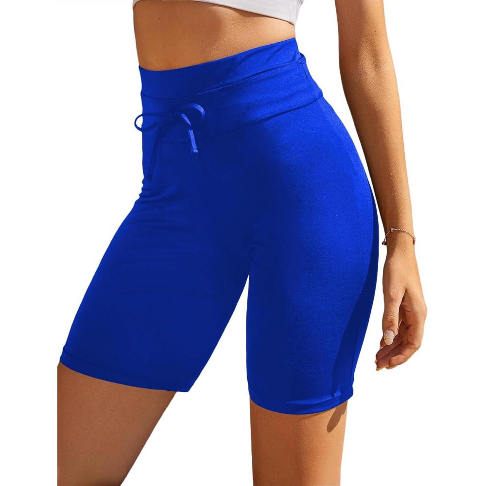 imageEkouaer Womens Board Shorts High Waist Swim Shorts Beach Surf Swimwear Shorts S4XLSky Blue