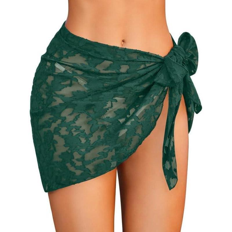 imageEkouaer Womens Short Sarongs Chiffon Cover Ups Sheer Bikini Wraps for Swimwear S3XLLacepeacock Green
