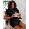 Ekouaer 2 Pack Nightgowns for Women Sleepshirt Short Sleeve Night Shirts Soft Sleep Dress Classic NightDress S-XXL(Black+grey)